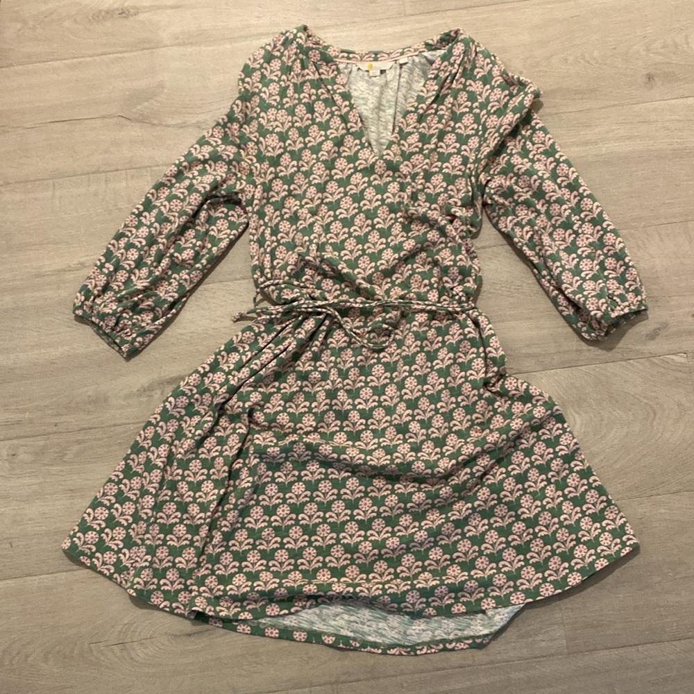 Boden jersey optional tie cinch waist tie dress with pockets